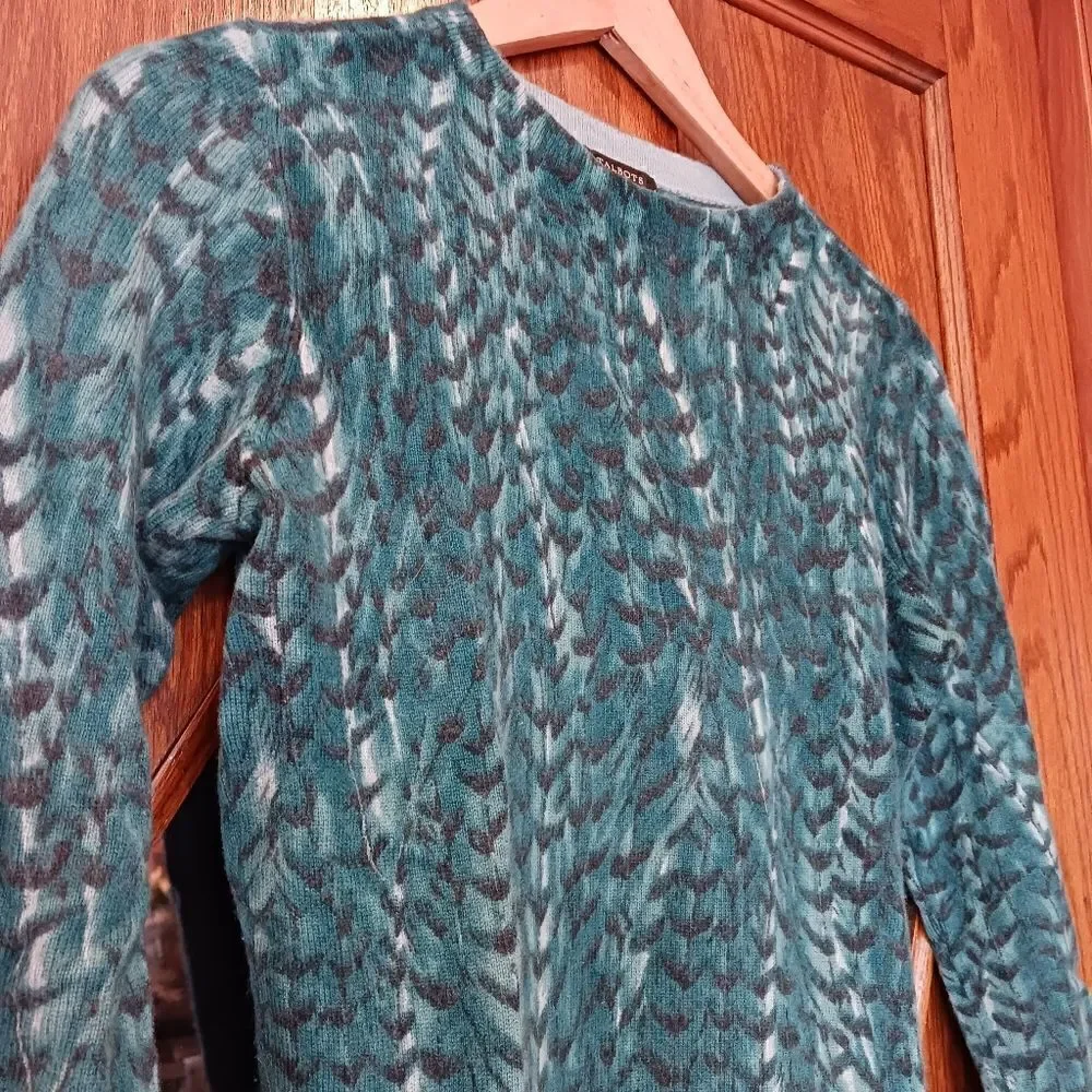 Talbots Pure Cashmere Teal Feather Sweater - Picture 14 of 16